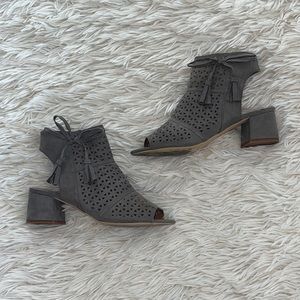 Faux Suede Sandals Heels with tassel